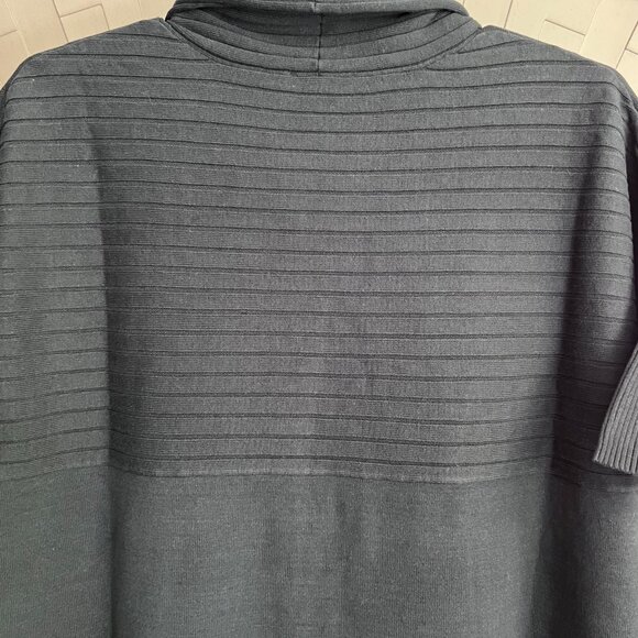 Joan Vass Black Geometric Cowl Neck Pullover 100% Cotton Sweater Size 3 - Picture 4 of 10